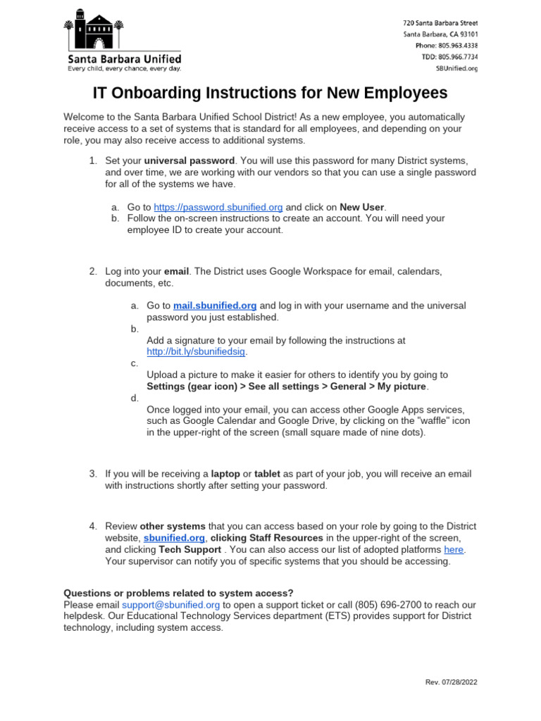 Employee IT Onboarding Instructions | PDF | Password | Computing