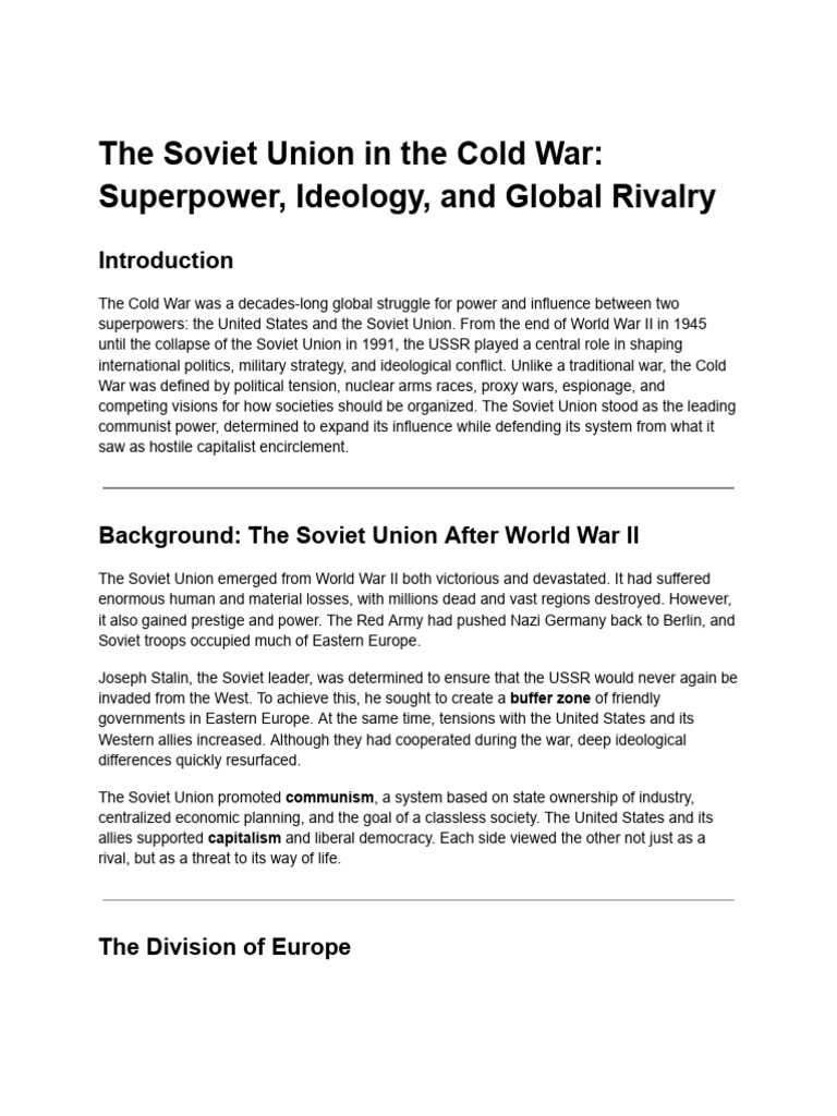 Soviet Union in The Cold War | PDF | Cold War | Soviet Union
