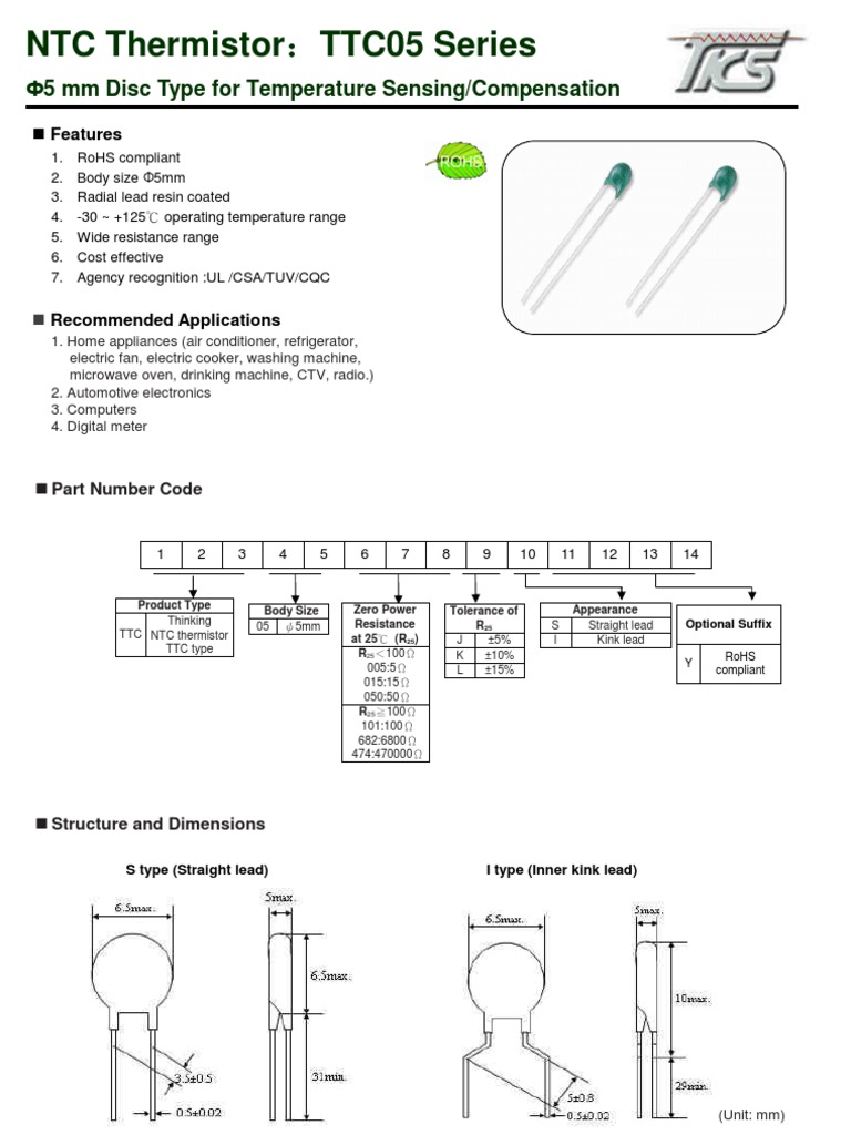 Thermistor Datasheet PDF Relative Humidity Electrical Resistance And Conductance