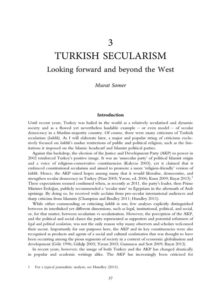Somer Turkish Secularism Looking Forward and Beyond the West 2019 | PDF ...
