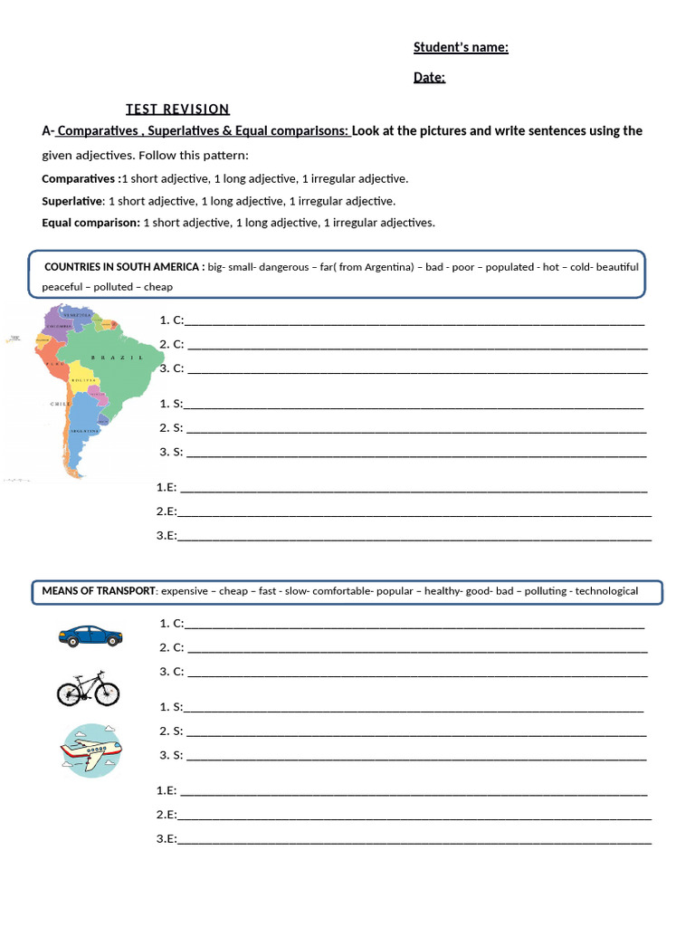 Exam Comparatives, Continuous Tenses, Reading Comprehension | PDF ...