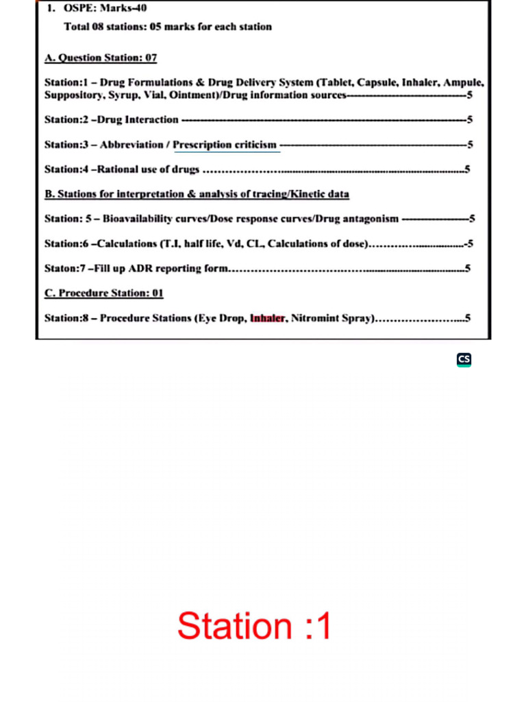 DMC+IMC+SSMC merged Pharma OSPE | PDF