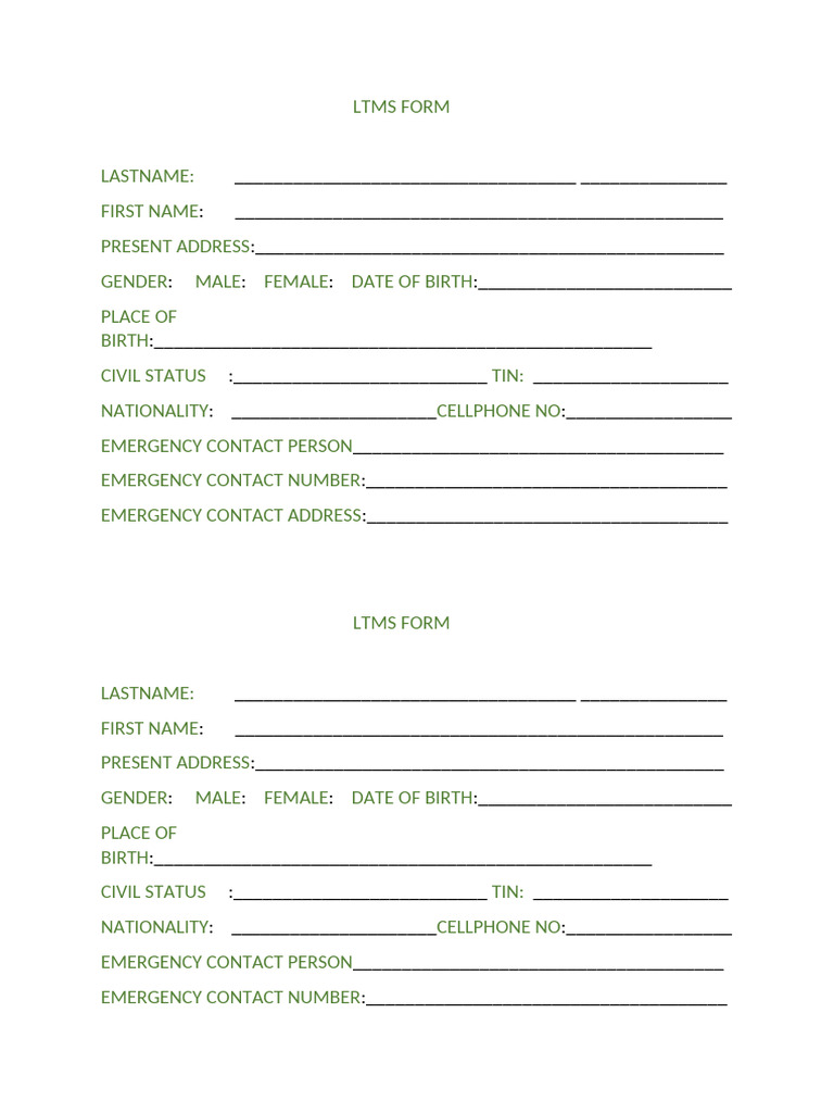 LTMS Form | PDF