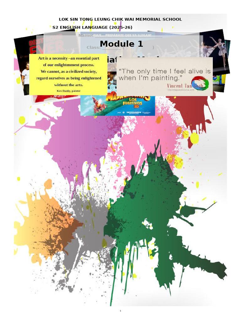 S2 M1 Module Booklet (2025-2026) Appreciating Movies - Ss | PDF