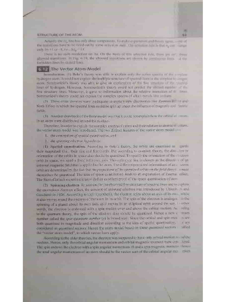 Vector Atomic Model Notes | PDF
