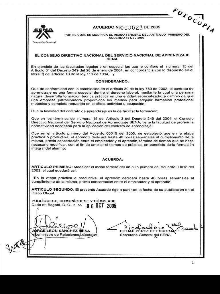Acuerdo 0023 de 2005 | PDF