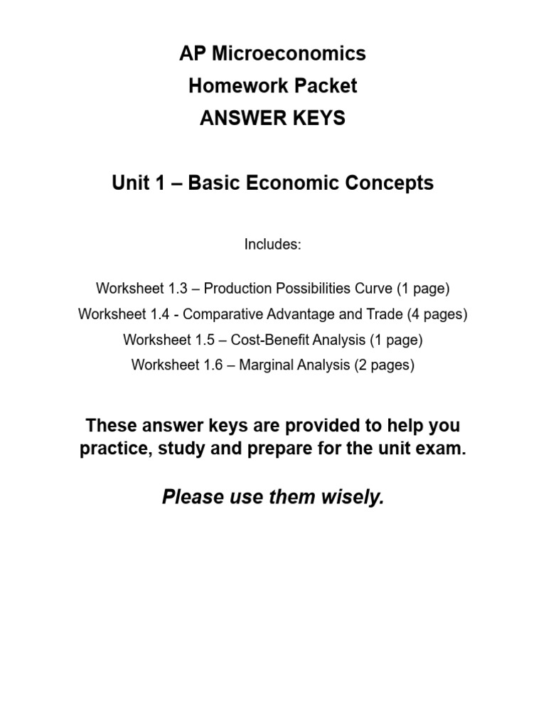 AP Micro & Macro Unit 1 HW Answer Keys | PDF | Airbus | Utility