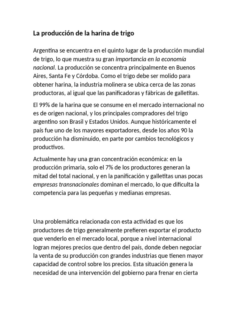 La Producción de La Harina de Trigo | PDF