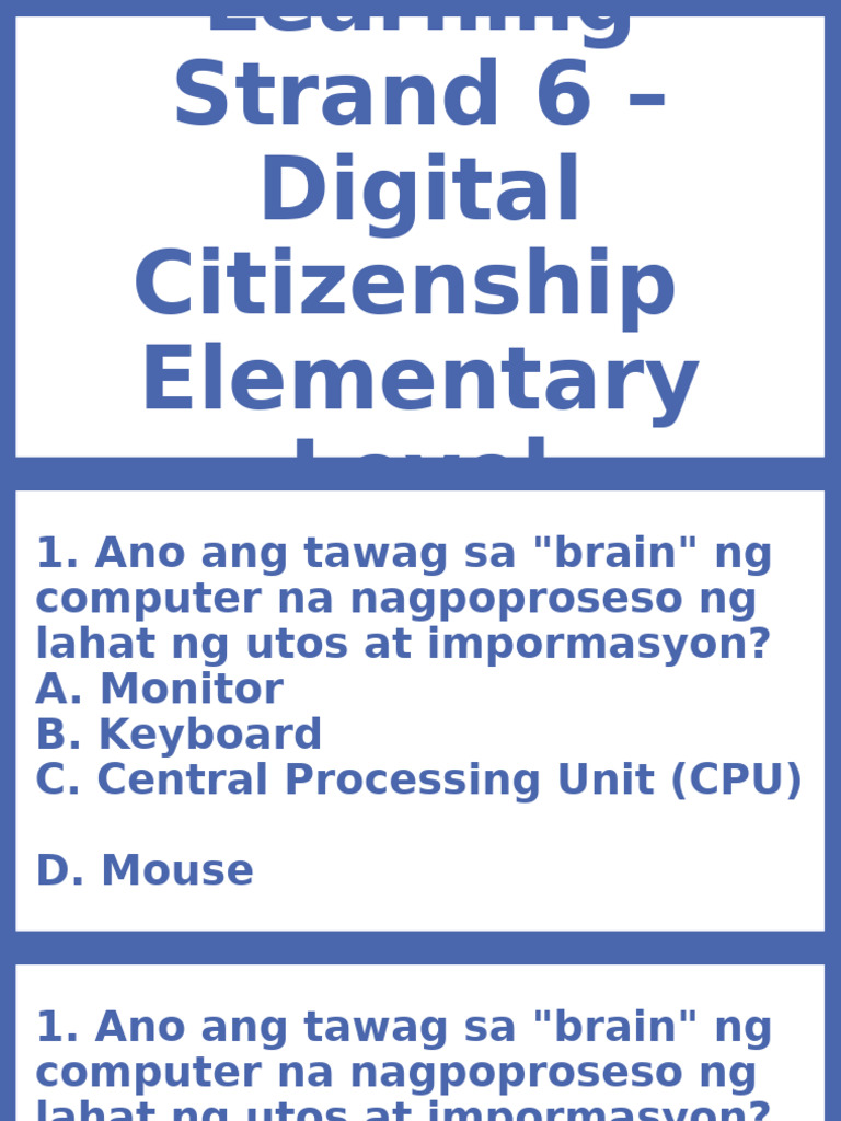Elementary Level Learning Strand 6 – Digital Citizenship | PDF