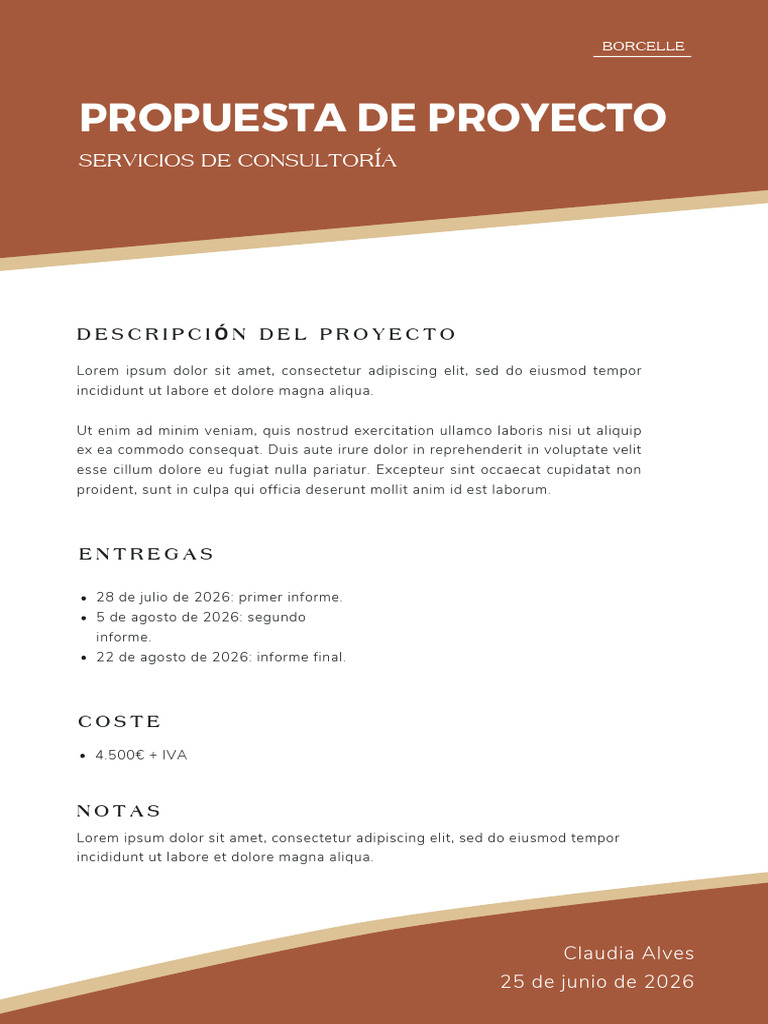 Documento A4 Propuesta de Proyecto Servicios Corporativos Empresa ...