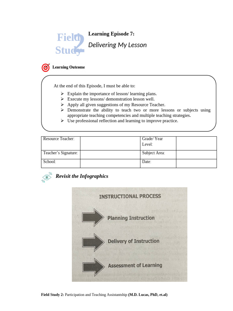 Learning Episode 7-Delivering My Lesson | PDF | Learning | Classroom