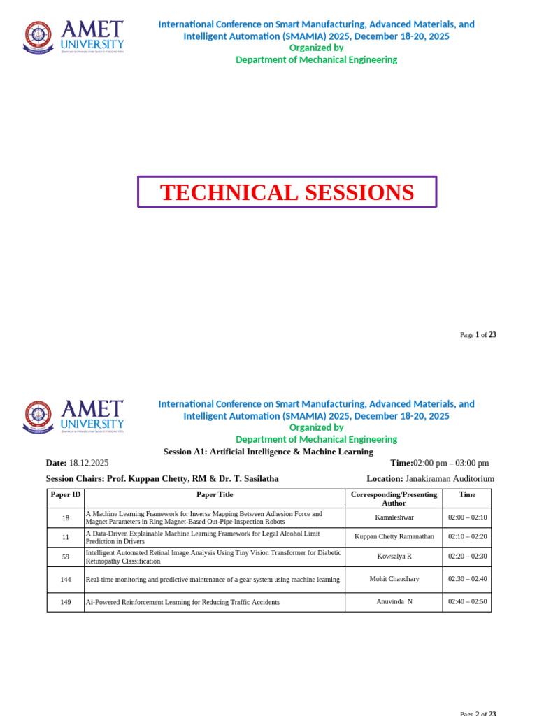 Session Schedule Updated 10dec2025 | PDF | Stainless Steel | Internet ...