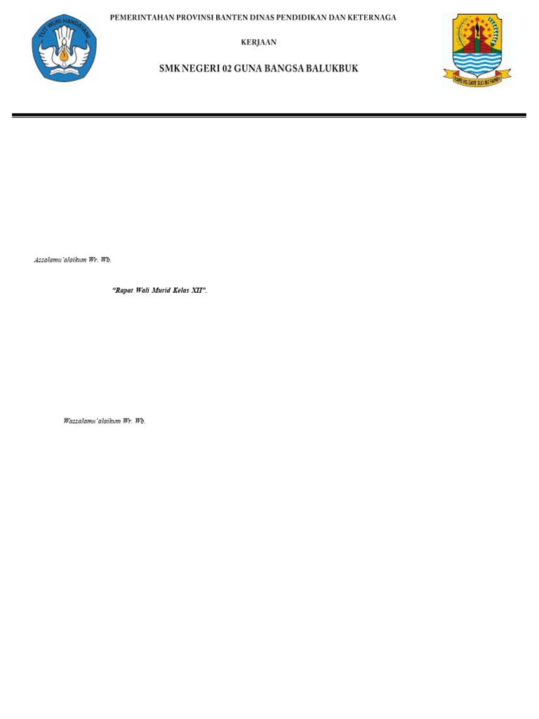 Undangan Rapat Kelas XII | PDF
