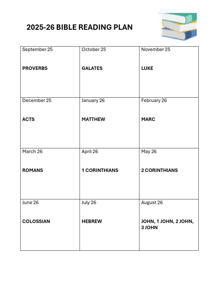 Bible Reading Plan - September 25(2) | PDF