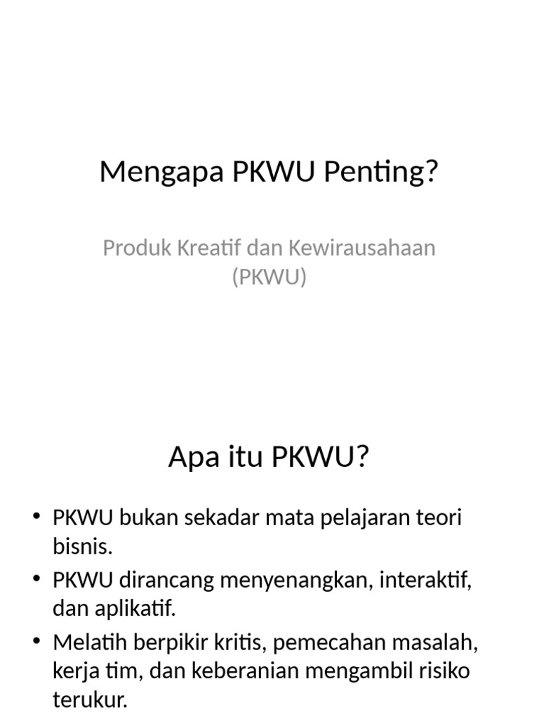 Mengapa PKWU Penting | PDF