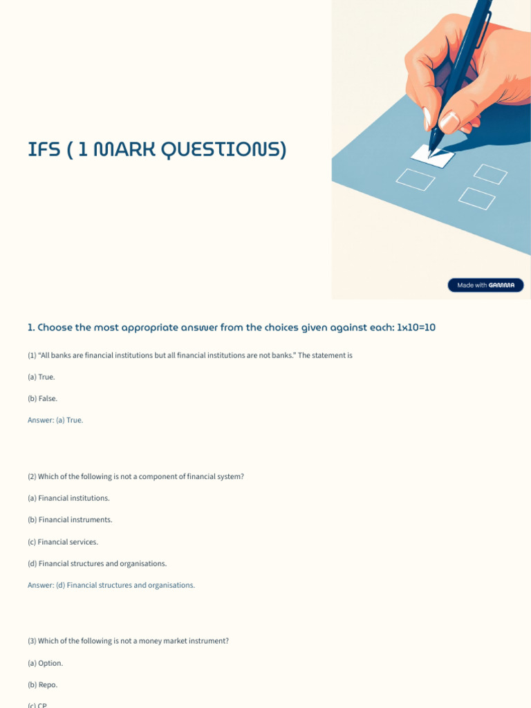 Ifs 1 Mark Questions | PDF