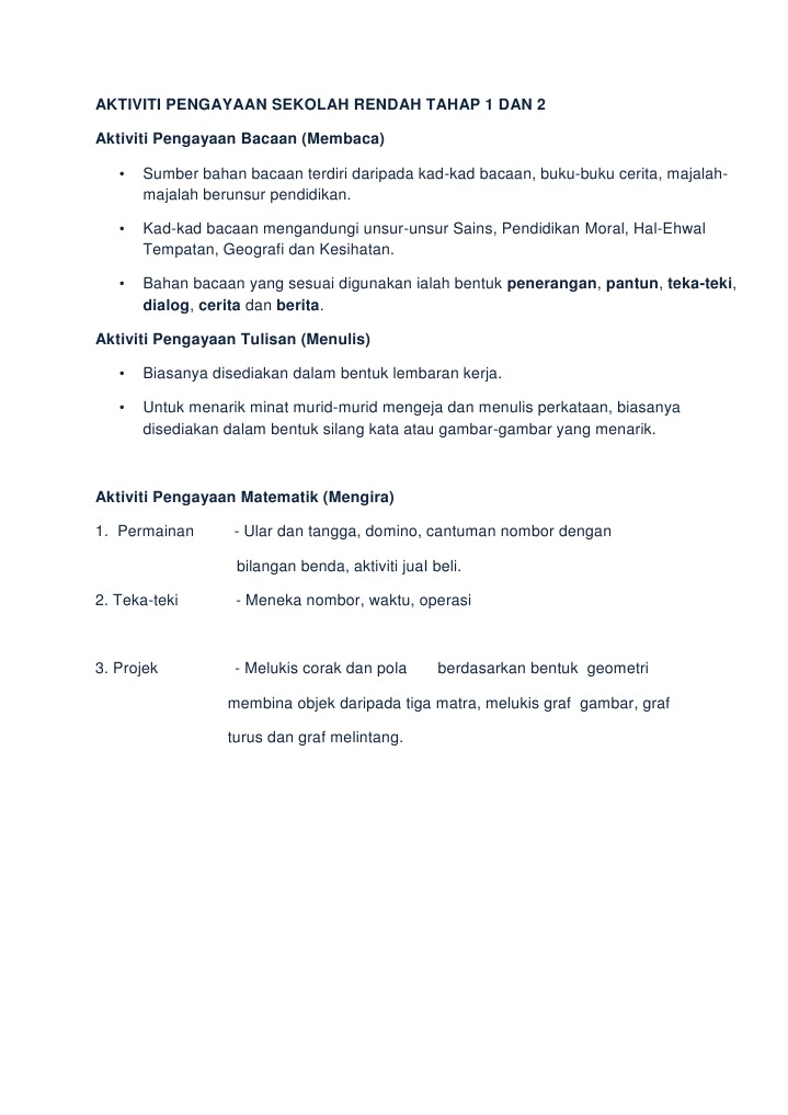 Aktiviti Pengayaan Tahap 1 2 Pdf