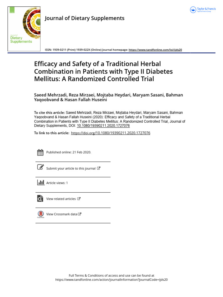 Efficacy and Safety of A Traditional Herbal | PDF | Glycated Hemoglobin ...