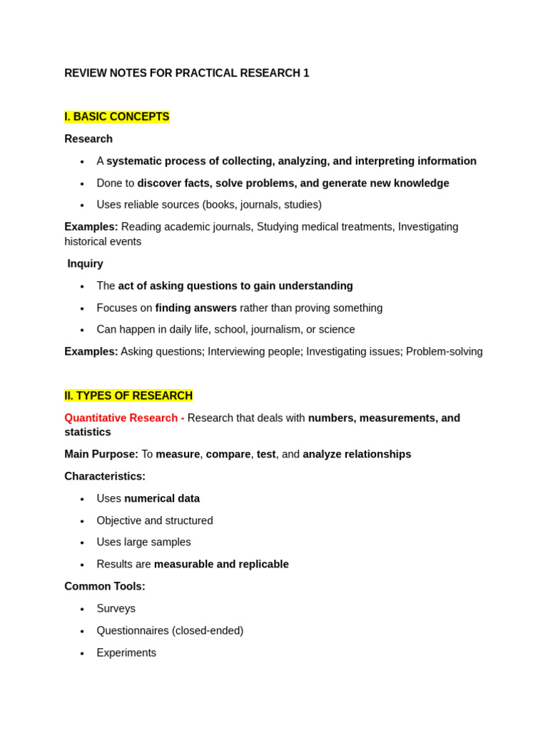 3rd Quarter Exam Review Notes | PDF | Qualitative Research ...
