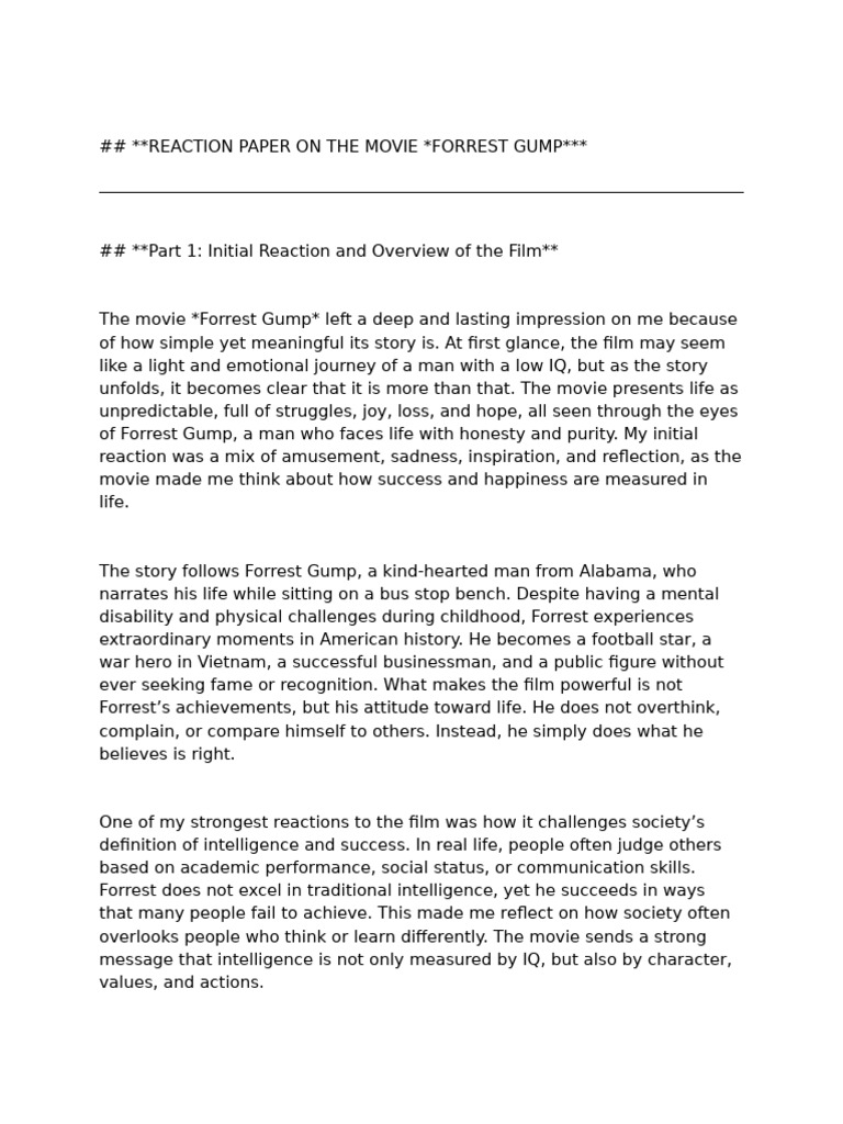 1.a Reaction paper to forrest gump (1) | PDF | Intelligence | Psychology