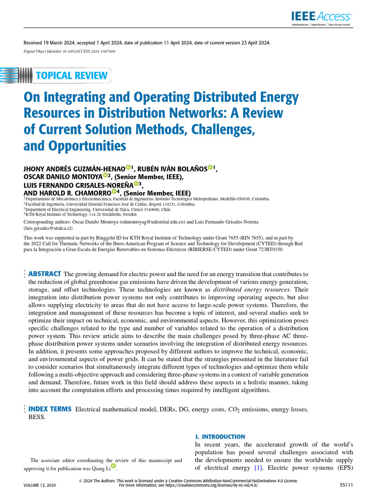 On Integrating and Operating Distributed Energy Resources in ...