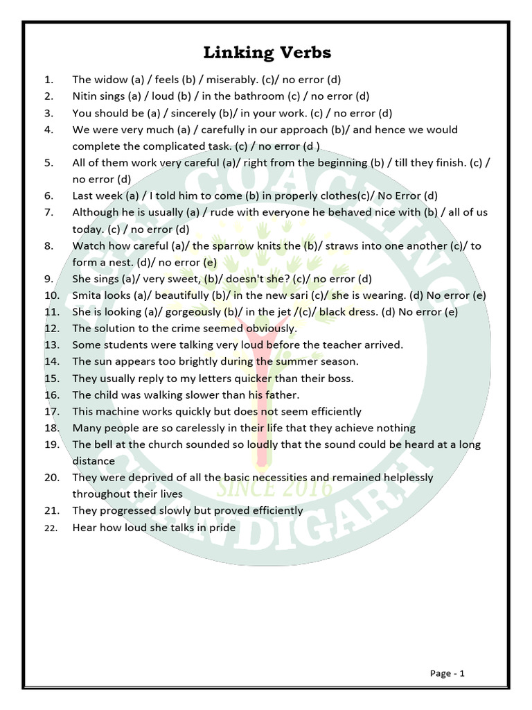 Linking Verb | PDF