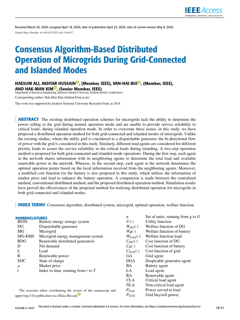 [3] Consensus Algorithm-Based Distributed Operation of Microgrids ...