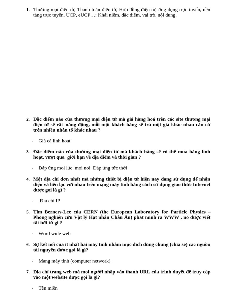 Ôn Tập IS 381 Thương Mại Điện Tử | PDF