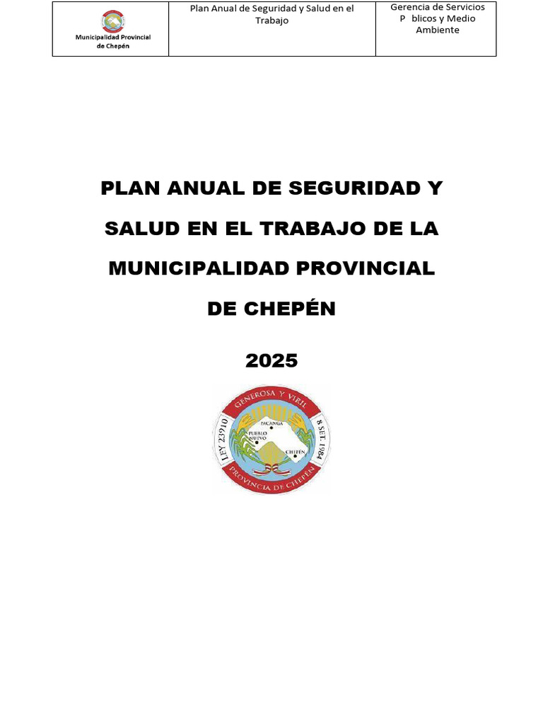 Plan Anual de SST MPCH 2025 | PDF | Seguridad y salud ocupacional | ruido