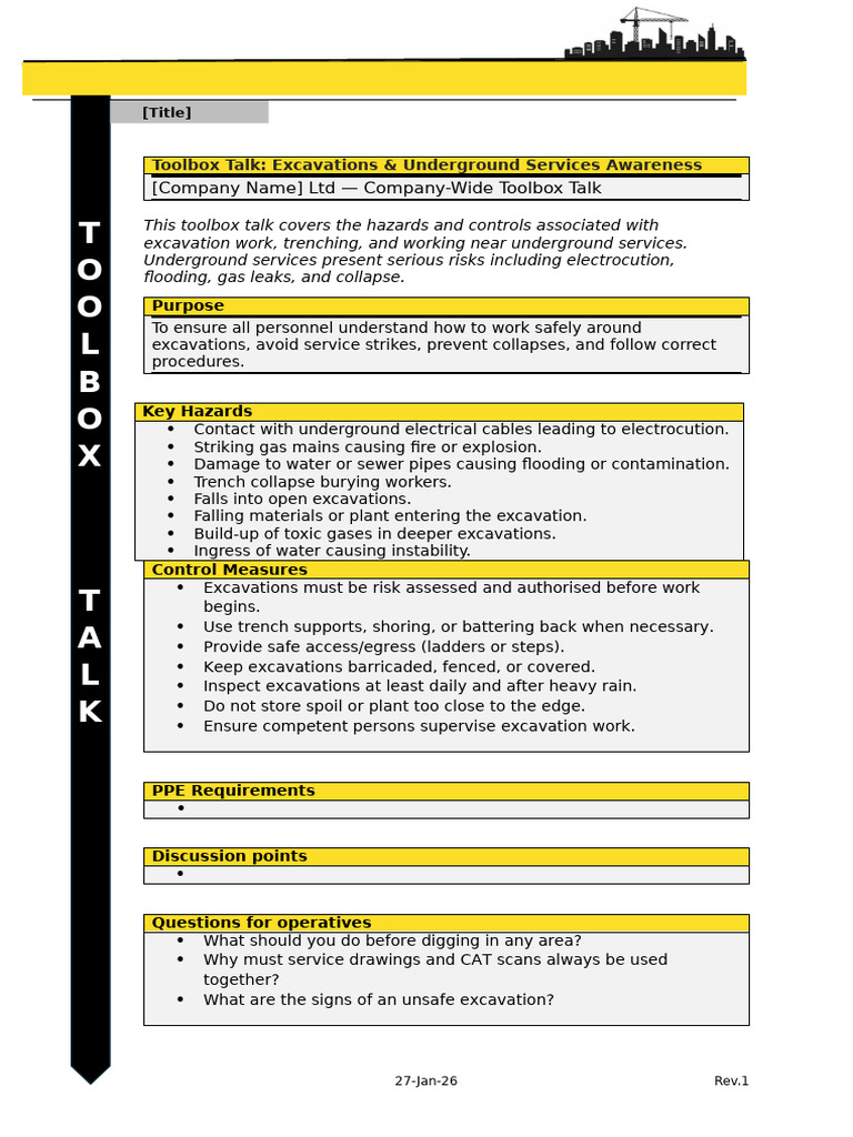 CompanyWide TBT Excavations and Underground Services Awareness | PDF ...