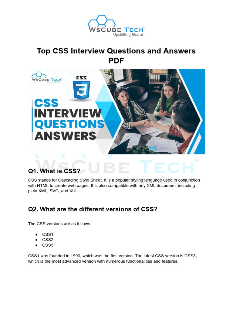 Css Interview Questions | PDF | Html Element | Html