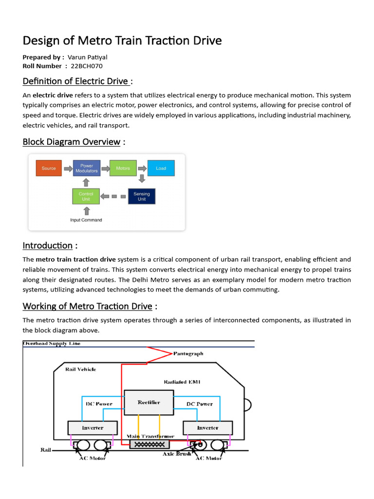 Design of Metro Train Traction Drive | PDF | Electric Motor | Rectifier