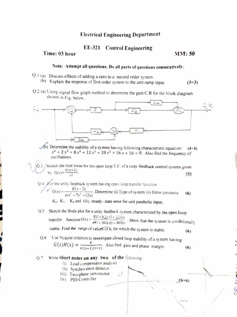 6th Sem Question Papers | PDF | Electric Motor | Fast Fourier Transform