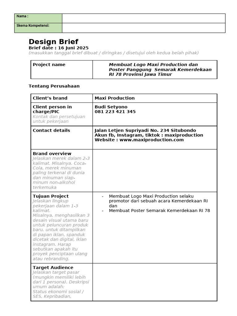Design Brief (Basic Template) | PDF