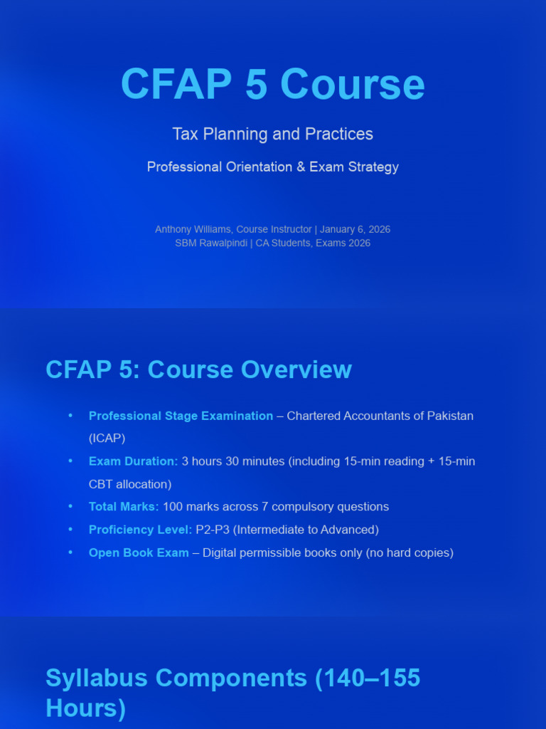01 CFAP 5 Course Orientation | PDF | Taxes | Government Finances