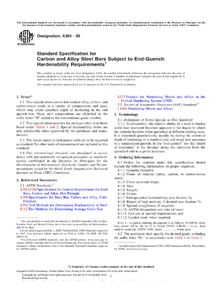 Astm A304-20 | PDF