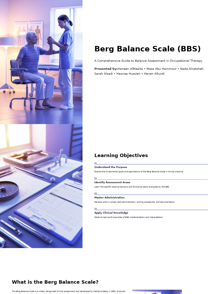 Berg Balance Scale BBS | PDF | Balance (Ability) | Occupational Therapy