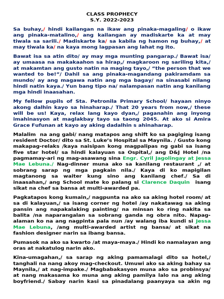 Class Prophecy | PDF