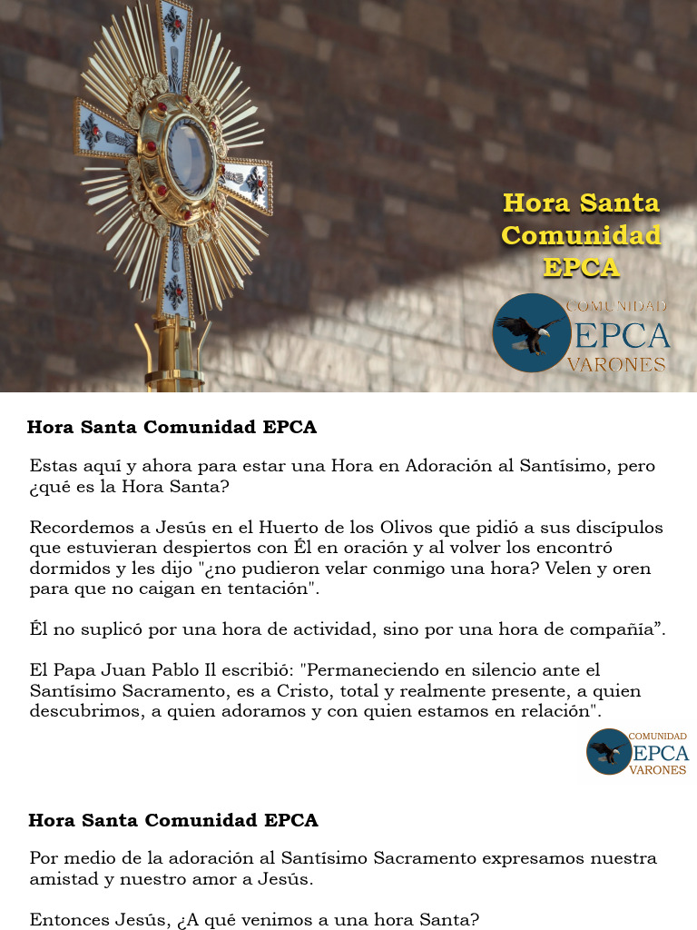 Hora Santa | PDF | eucaristía | María, madre de Jesús