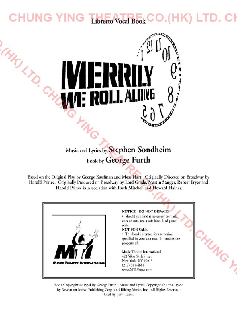Merrily We Roll Along - Libretto | PDF