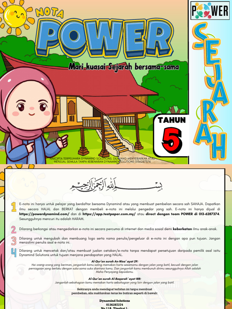 E Nota POWER Sejarah Tahun 5 KSRR SEMAKAN Fyddgg | PDF