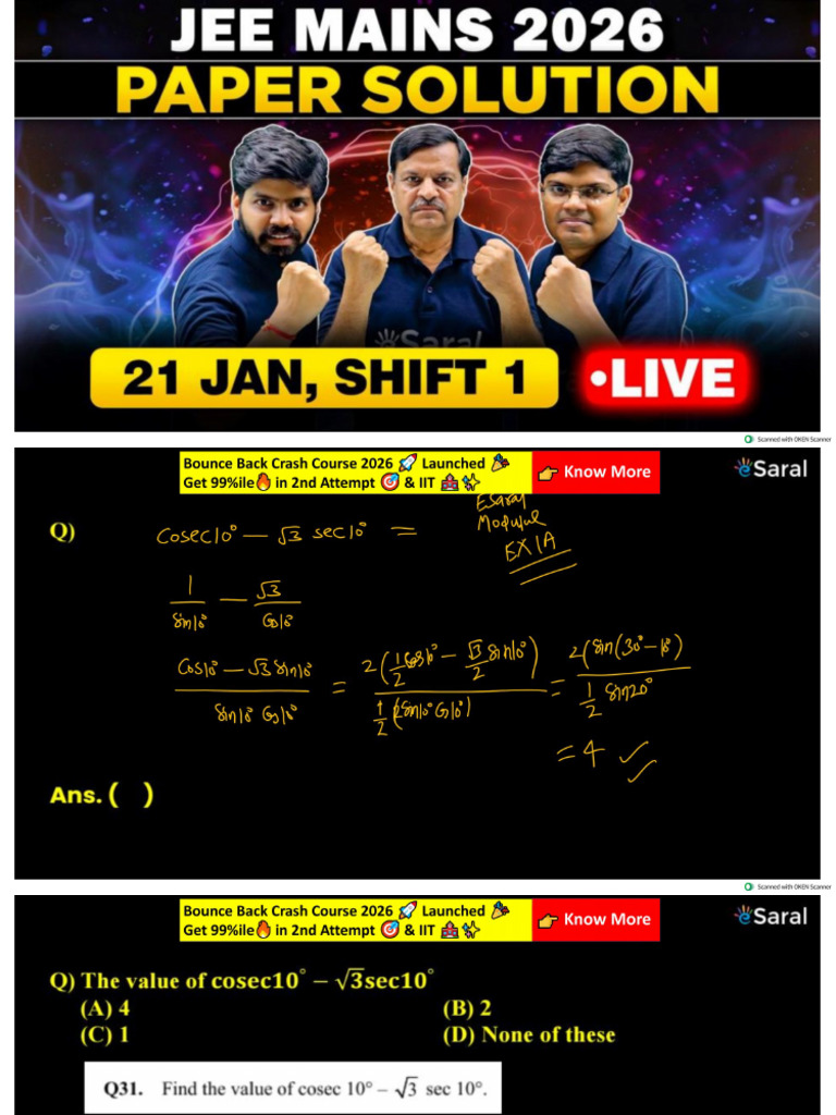 Jee 2026 Paper Shift 1 (21 Jan) | PDF