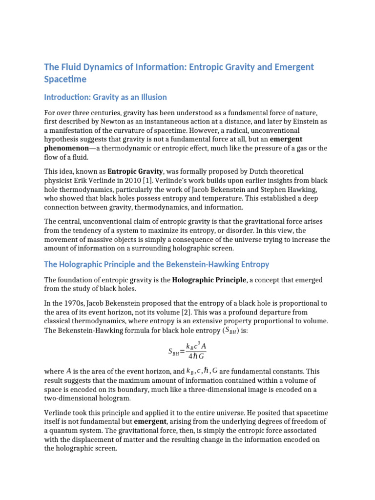 Document 3 Entropic Gravity | PDF | Entropy | Force