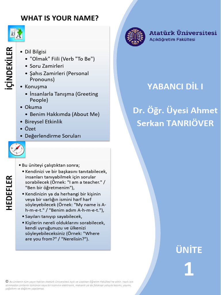 Yabancı Dil I-1 | PDF