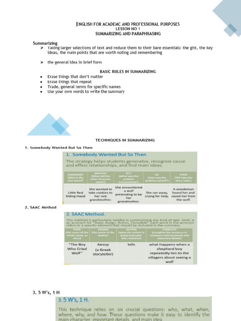 Eapp l3 Summarizing | PDF