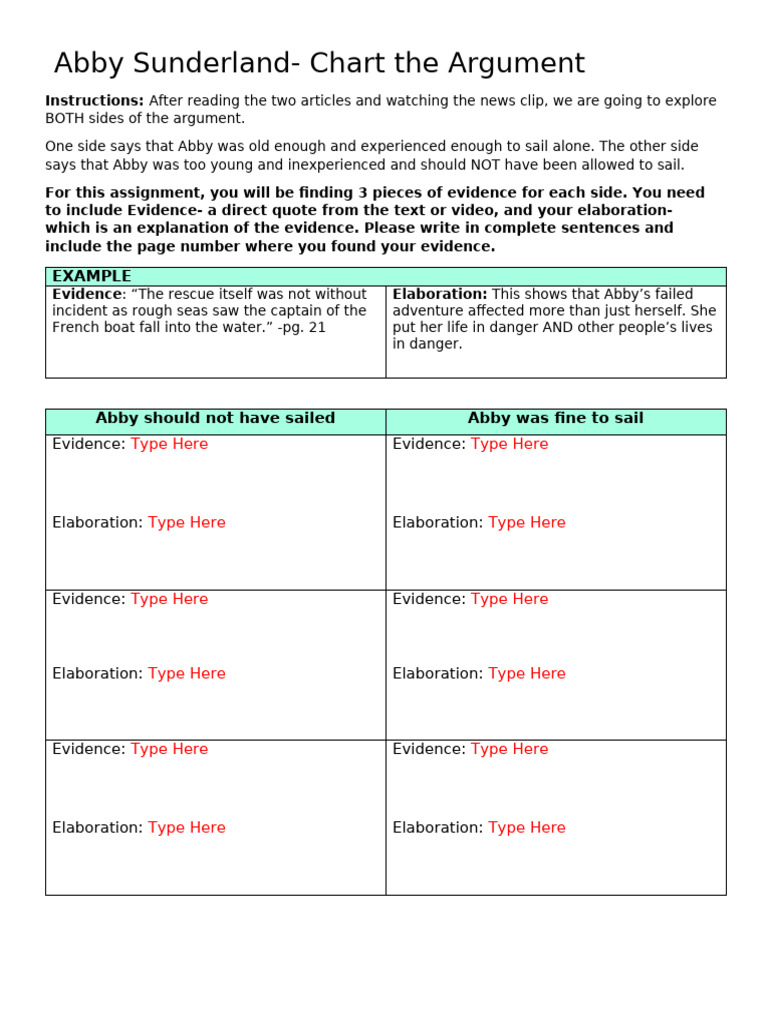 Chart The Argument-Abby | PDF