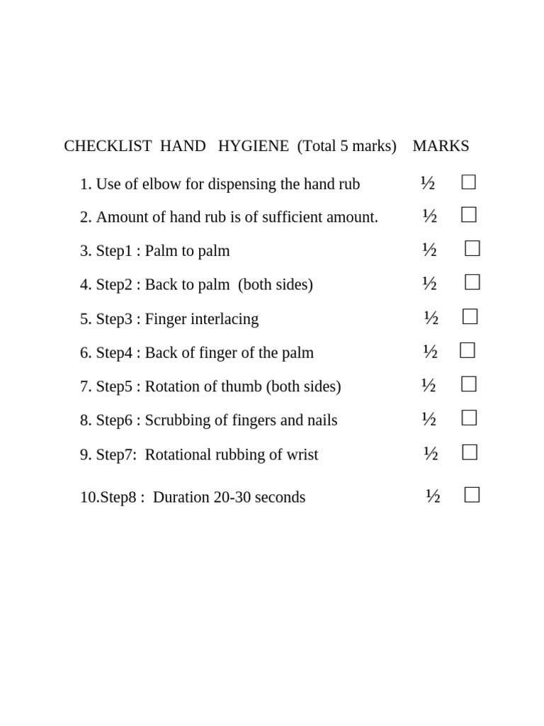 Checklist Hand Hygiene | PDF