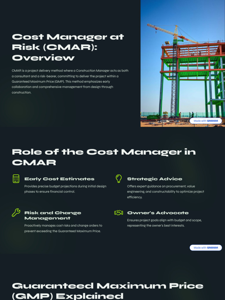 Cost Manager at Risk CMAR Overview | PDF | Construction Management ...