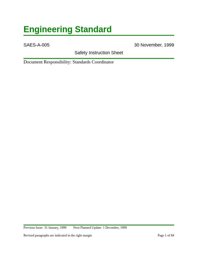 Saudi Aramco Engineering Standard SAES-A-005 | PDF | Pipe (Fluid ...