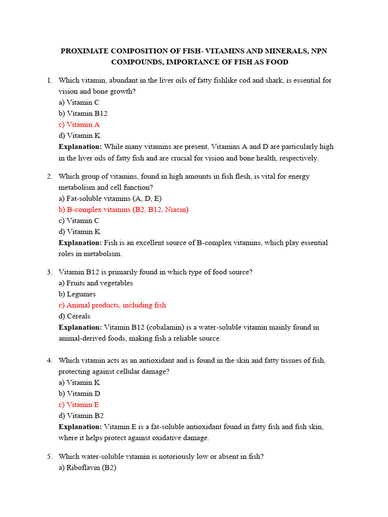 Proximate Composition of Fish | PDF | Omega 3 Fatty Acid | Vitamin